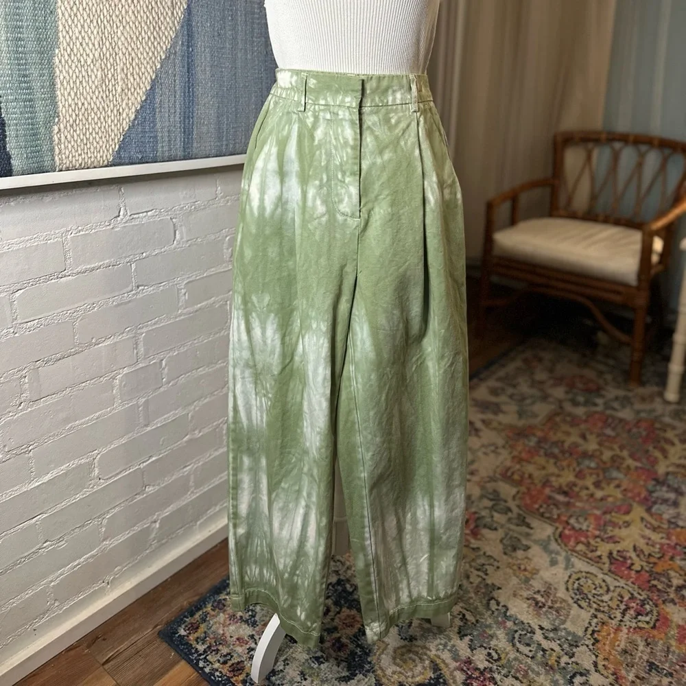 BDG Green Tie-Dye Straight Leg Trousers
